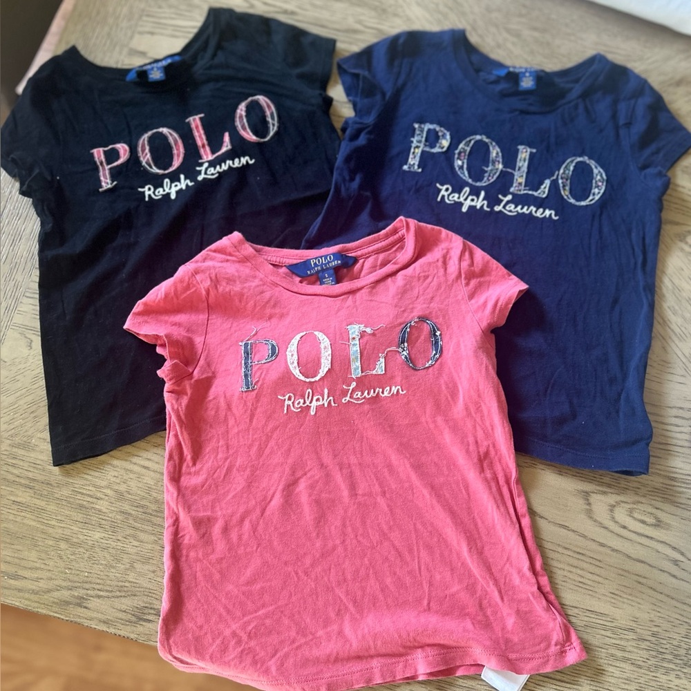 Polo by Ralph Lauren Girls' Coral, Navy & Black Logo Tee Pack - Short Sleeve (5)